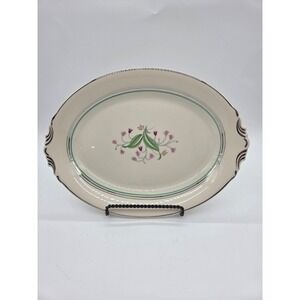 Syracuse China Serving Platter 14" Ivory Pink Floral Oval Vintage Mid-Century